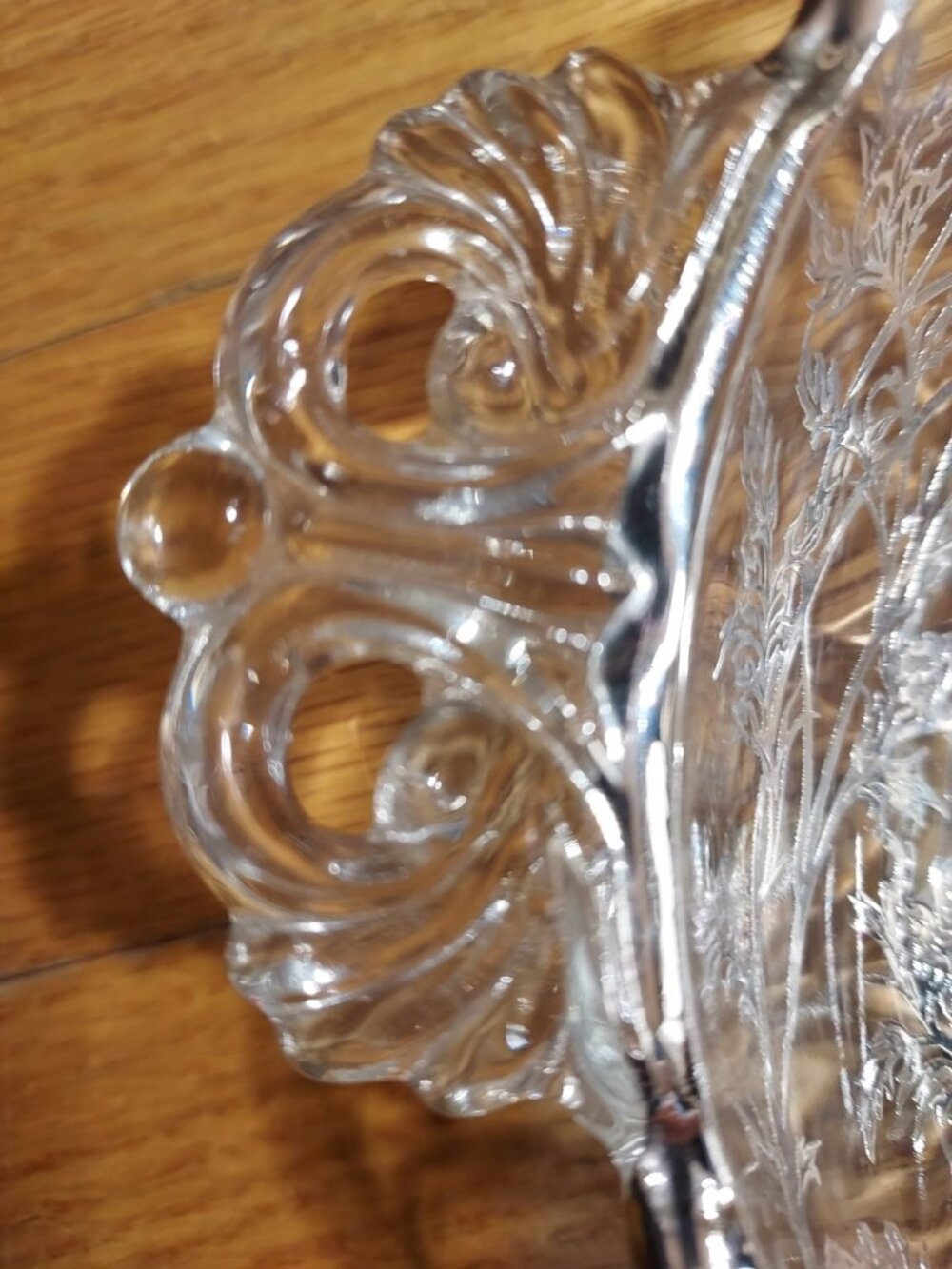 Dish Glass Flanders Silver City Candy Nuts Relish Poppy MidCentury Reticulated - Picture 8 of 9
